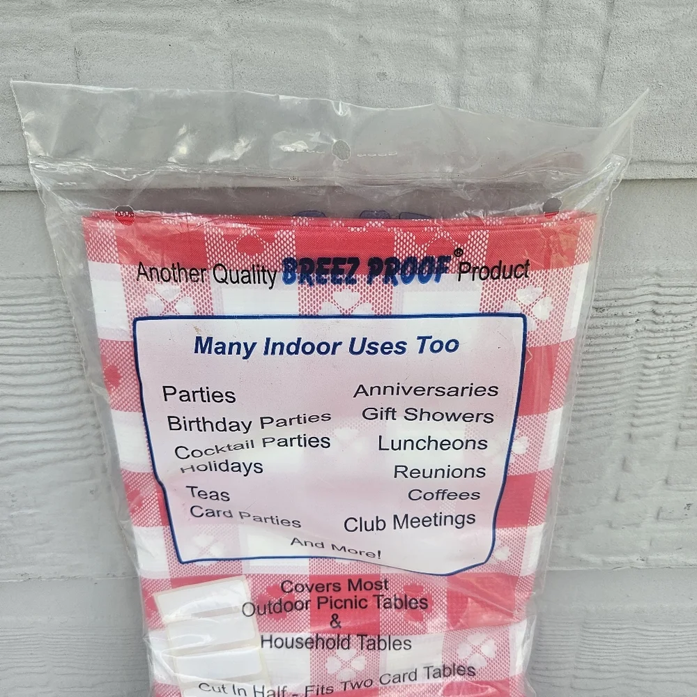 VTG Breez Proof Table Covers Red Check Moisture Proof USA Made Sanitary Plastic